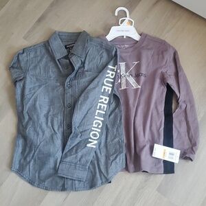 Boys True Religion Button up size small and Calvin Klein 2 piece boys set size 7